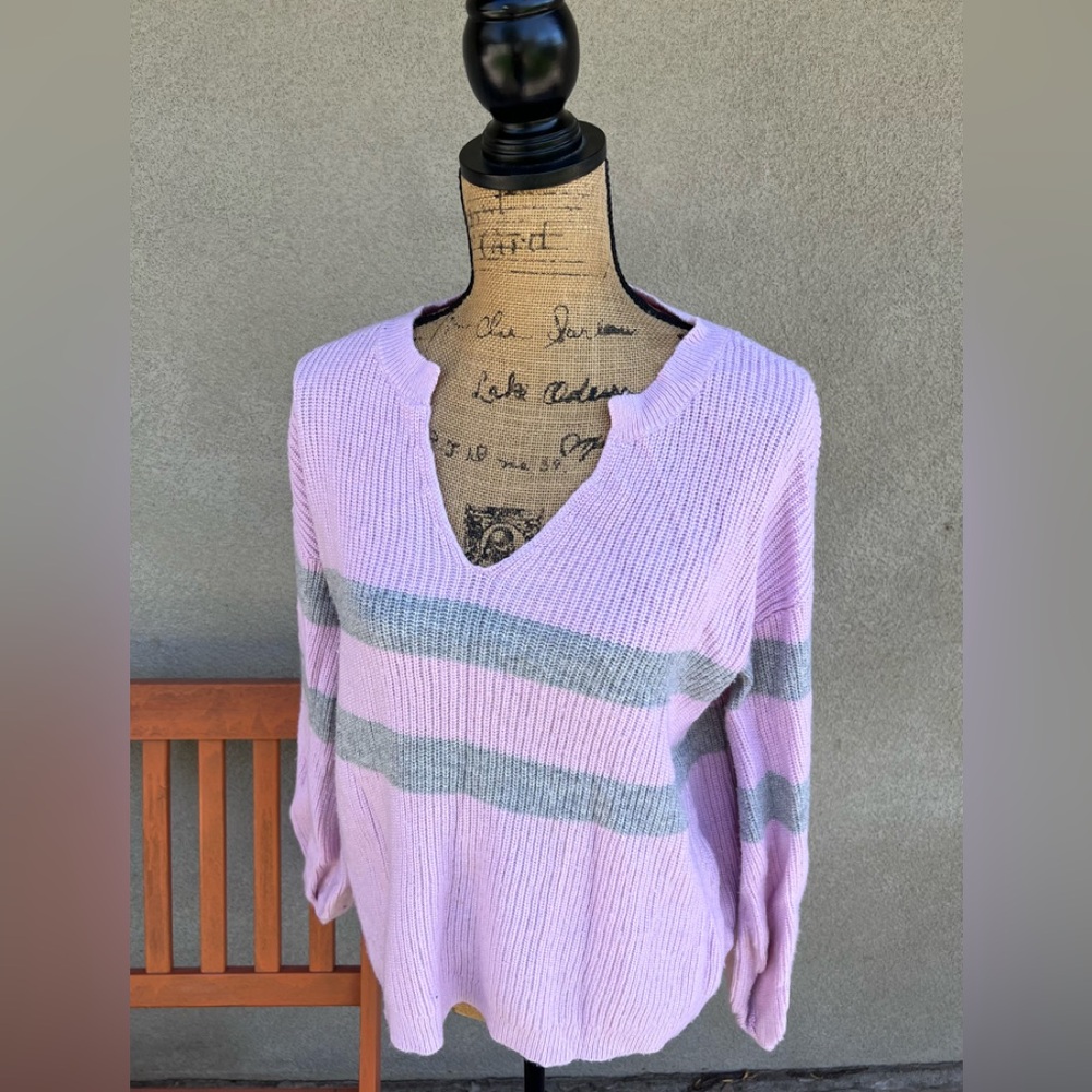Ann Taylor Wool Bell Sleeve Striped Sweater